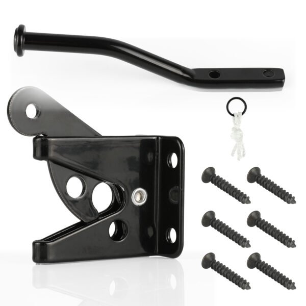 Upgrade Self-Locking Gate Latch for Wooden Fence Heavy Duty, Automatic Gravity Lever Gate Latches with Longer Fasteners & Pull String for Garden,