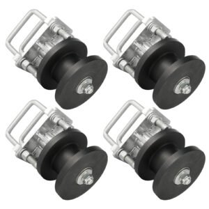 4 Pack Nylon Cantilever Rollers 2" Gate Frames, 4" Square Post Chain Link Fence Parts, Cantilevered Rail Fence Gate Kit