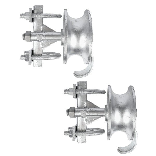 Sliding Gate Rollers, Steel Rolling Gate Hardware for 2'' (1-7/8'') Gate Frame & 1-5/8'' Track Pipe, Double U Bolt - Image 2