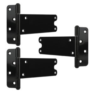 T-Strap Shed Door Hinges, 2 Pack Heavy Duty Tee Hinge, T-Gate Hinges, Gate Strap Hinges, Black Wrought Hardware for Wooden Fences, Barn Door, Shed Doors