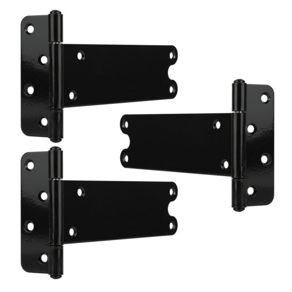 T-Strap Shed Door Hinges, 2 Pack Heavy Duty Tee Hinge, T-Gate Hinges, Gate Strap Hinges, Black Wrought Hardware for Wooden Fences, Barn Door, Shed Doors