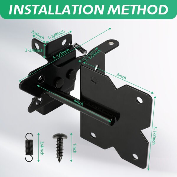 Heavy Duty Self-Locking Gate Latch for Wooden Fence, Post Mount Automatic Gate Lock Gravity Door Latch Hardware for Secure Pool, Outdoor Garden, Metal Gates Vinyl Fence, Black Finish - Image 2