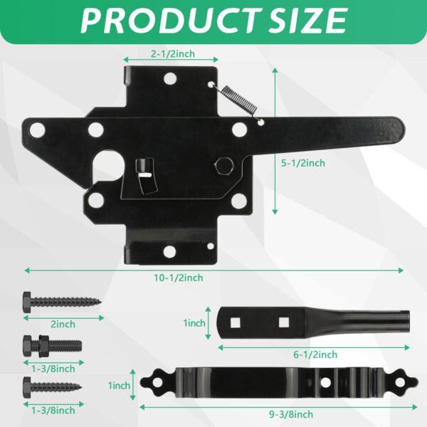 Heavy Duty Self-Locking Gate Latch for Wooden Fence, Post Mount Automatic Gate Lock Gravity Fence gate Hardware for Secure Pool, Outdoor Garden, Metal Gates Vinyl Fences, Black Finish - Image 2