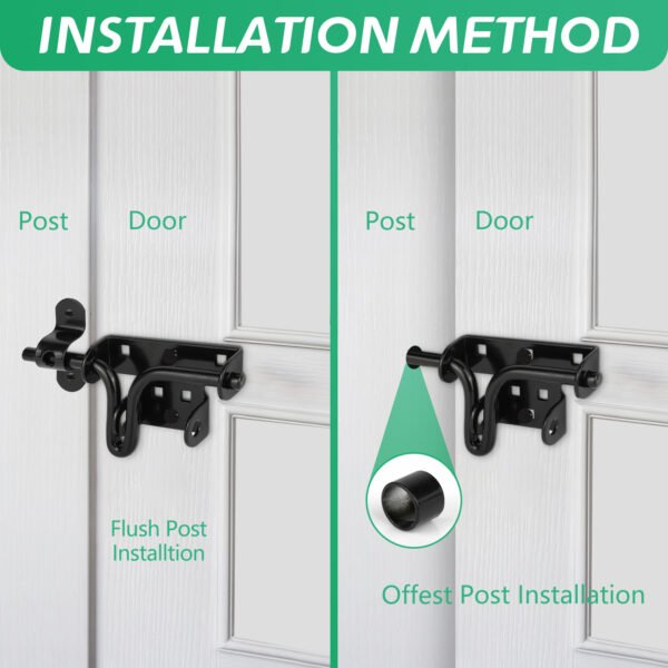 Heavy Duty Slide Bolt Gate Latch for Wooden Fence Door Lock with Padlock Hole,Solid Hardware Thickened Metal Sliding Bolt Door Locks Gate Latches for Shed Door,Wooden Fences,Barn Doors,Yard - Image 2