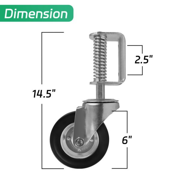 Gate Wheel 6 inch Heavy Duty Gate Caster Wheels 1500lb Load Capacity Fence Gate Wheels 360 Degree Rotation Spring-Loaded Heavy Duty Gate Caster with Cargo Bearings - Image 2