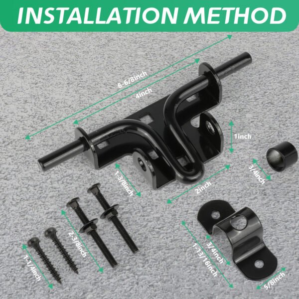 Heavy Duty Slide Bolt Gate Latch for Wooden Fence Door Lock with Padlock Hole,Solid Hardware Thickened Metal Sliding Bolt Door Locks Gate Latches for Shed Door,Wooden Fences,Barn Doors,Yard - Image 3