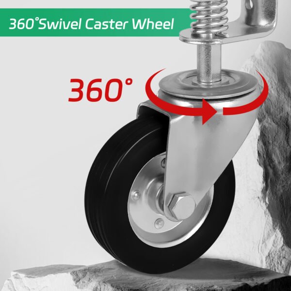 Gate Wheel 6 inch Heavy Duty Gate Caster Wheels 1500lb Load Capacity Fence Gate Wheels 360 Degree Rotation Spring-Loaded Heavy Duty Gate Caster with Cargo Bearings - Image 3