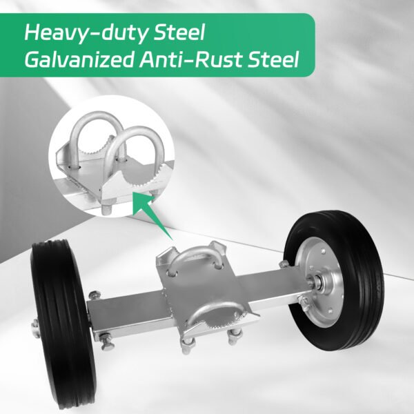 Gate Wheel, 8 Inch Heavy Duty Rolling Gate Wheels, Hard Rubber, Adjustable Steel U-Bolts for Chain Link Fence Metal Tube Gate - Image 3