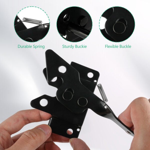 Heavy Duty Self-Locking Gate Latch for Wooden Fence, Post Mount Automatic Gate Lock Gravity Door Latch Hardware for Secure Pool, Outdoor Garden, Metal Gates Vinyl Fence, Black Finish - Image 3