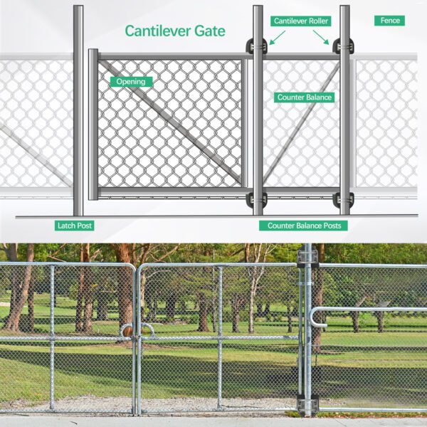 Nylon Cantilever Roller, 2-3/8"(2-1/2") Round Gate Frame 4" Round Post Chain Link Fence Parts, Sliding Gate Rollers, Cantilevered Rail Fence Gate Kit - Image 6