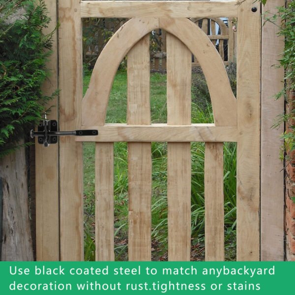 Upgrade Self-Locking Gate Latch for Wooden Fence Heavy Duty, Automatic Gravity Lever Gate Latches with Longer Fasteners & Pull String for Garden, - Image 6