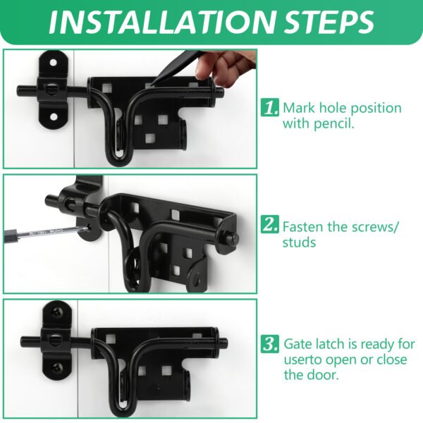 Heavy Duty Slide Bolt Gate Latch for Wooden Fence Door Lock with Padlock Hole,Solid Hardware Thickened Metal Sliding Bolt Door Locks Gate Latches for Shed Door,Wooden Fences,Barn Doors,Yard - Image 7