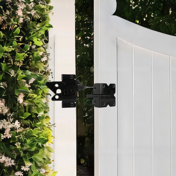 Heavy Duty Self-Locking Gate Latch for Wooden Fence, Post Mount Automatic Gate Lock Gravity Door Latch Hardware for Secure Pool, Outdoor Garden, Metal Gates Vinyl Fence, Black Finish - Image 6