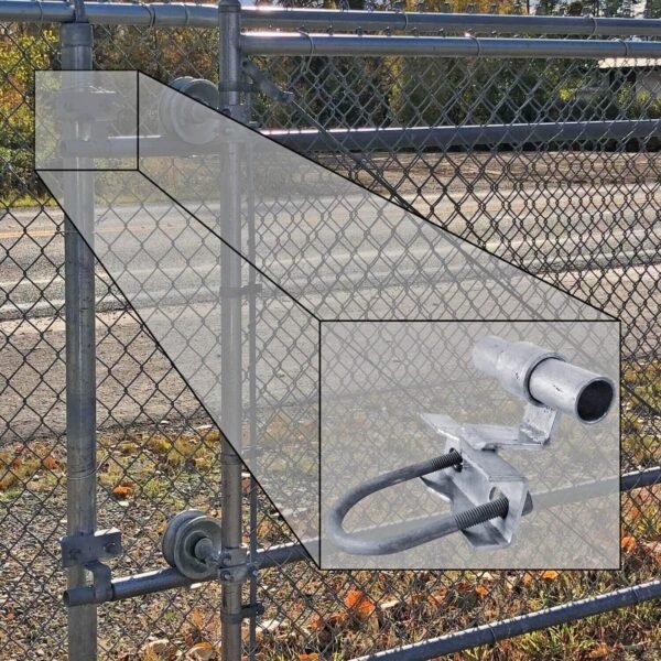 Wmebee 6 Pcs Chain Link Fence Rolling Gate Universal Rolling Sliding Gate Track Bracket Wall Mount for Diameter from 1-5/8"-2-7/8" Track Pipe Post Galvanized Steel Coating - Image 5
