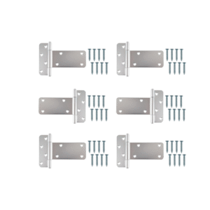 T-Strap Shed Door Hinges, 6 Pieces Heavy Duty Tee Hinge, T-Gate Hinges, Gate Strap Hinges, Silver Wrought Hardware for Wooden Fences, Barn Door, Shed Doors