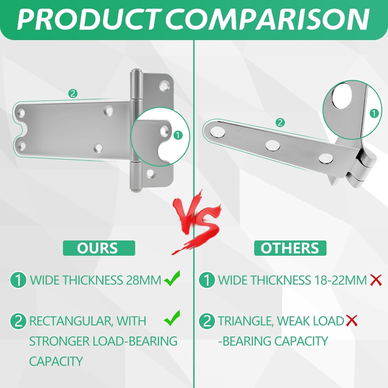 8" T-Strap Shed Door Hinges (6 Pack,Silver) - Image 5