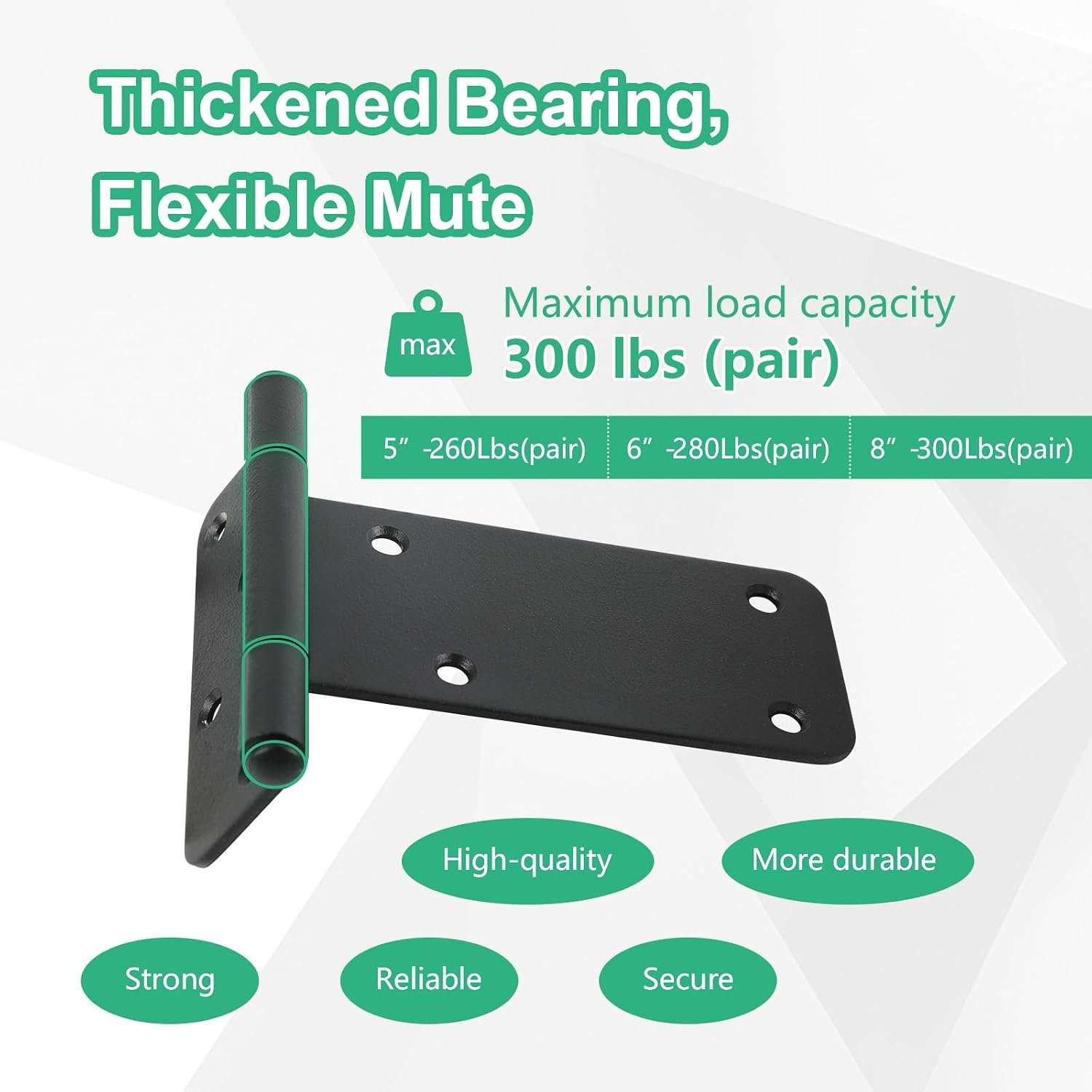 Heavy-Duty Matte Black T-Strap Gate Hinge Series – 5″, 6″ & 8″ - Image 3