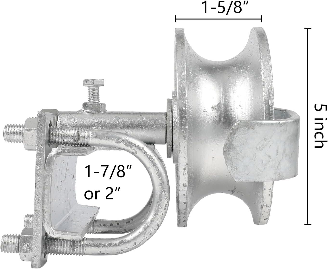 Malleable Iron Gate Rollers | 5″ Wheel, Double U-Bolt Bracket - Image 3