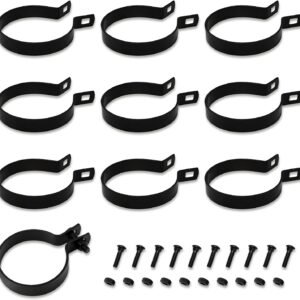 10-Pack Chain Link Fence Brace Bands with Bolts & Nuts – 9 Post Sizes, Black
