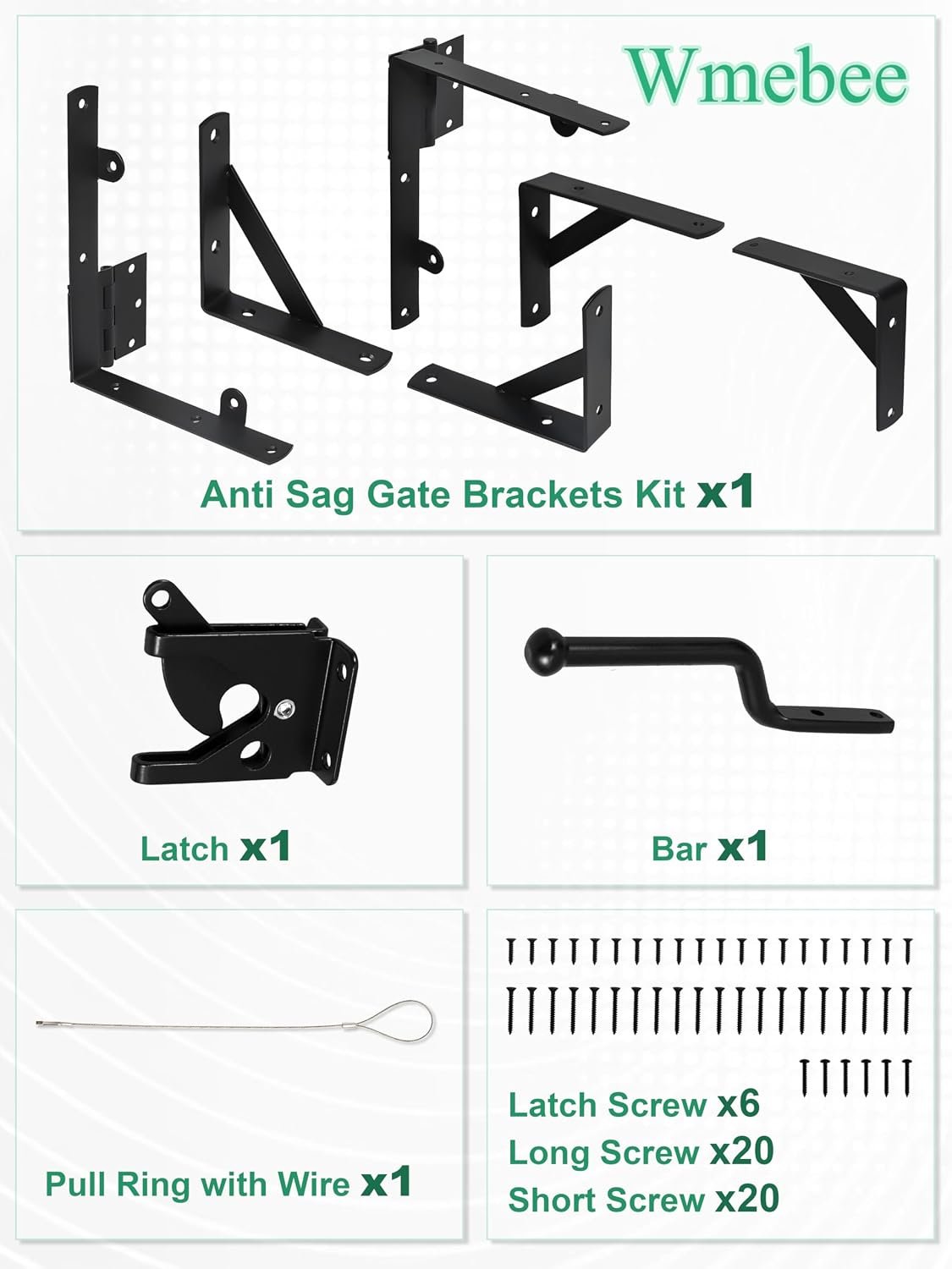 Anti-Sag Wooden Gate Hardware Kit with Hinges & Self-Locking Latch – 1 or 2 Door Sets - Image 2