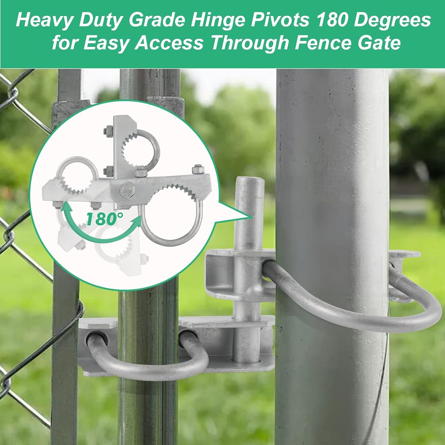 180° Commercial-Duty Chain Link Gate Hinge Series – 2-3/8″ to 8-5/8″ Post OD - Image 4