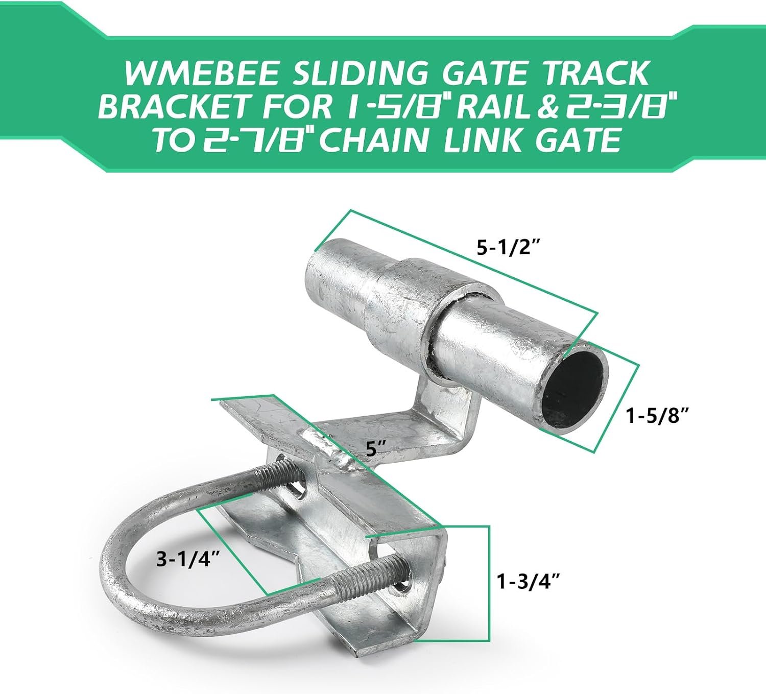 Hot-Dip Galvanized Sliding Gate Pipe Track Brackets for 1-5/8 in Track and 2-3/8 in or 2-7/8 in OD Posts, 6 Pack - Image 2
