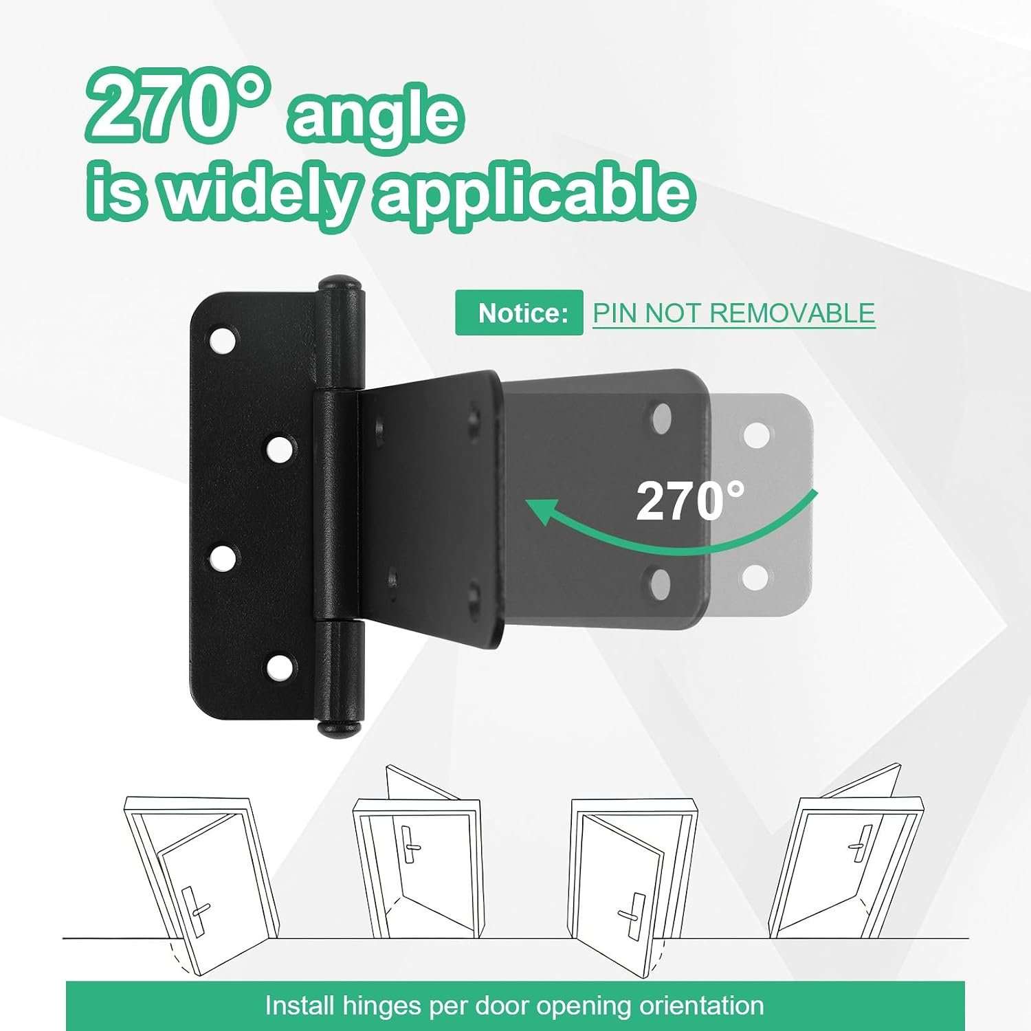 Heavy-Duty Matte Black T-Strap Gate Hinge Series – 5″, 6″ & 8″ - Image 4