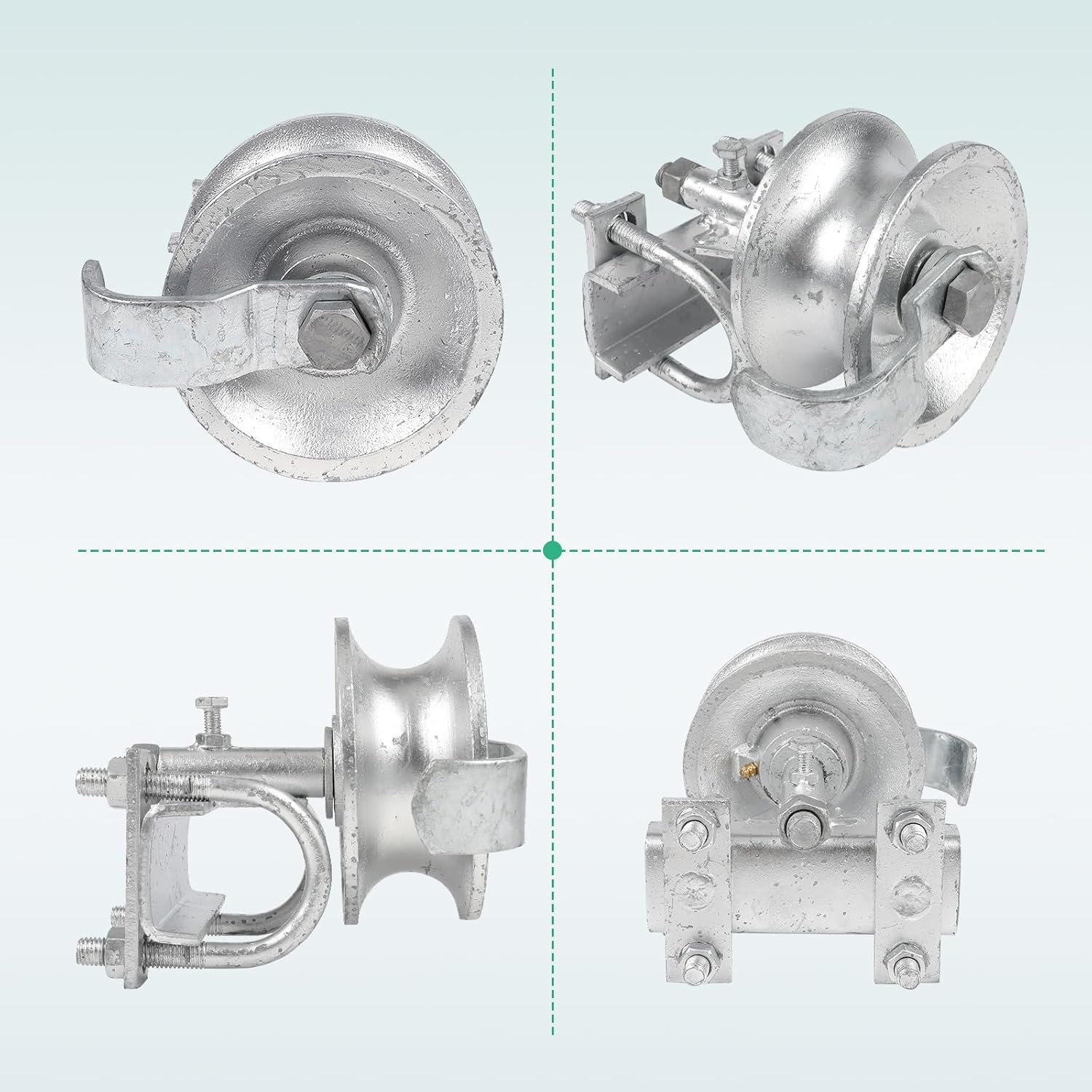 Malleable Iron Gate Rollers | 5″ Wheel, Double U-Bolt Bracket - Image 6