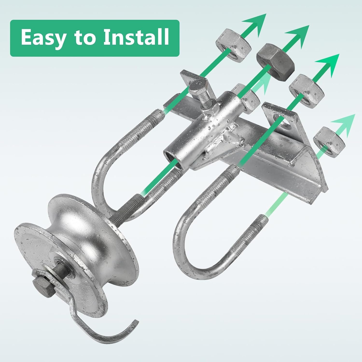 Malleable Iron Gate Rollers | 5″ Wheel, Double U-Bolt Bracket - Image 5