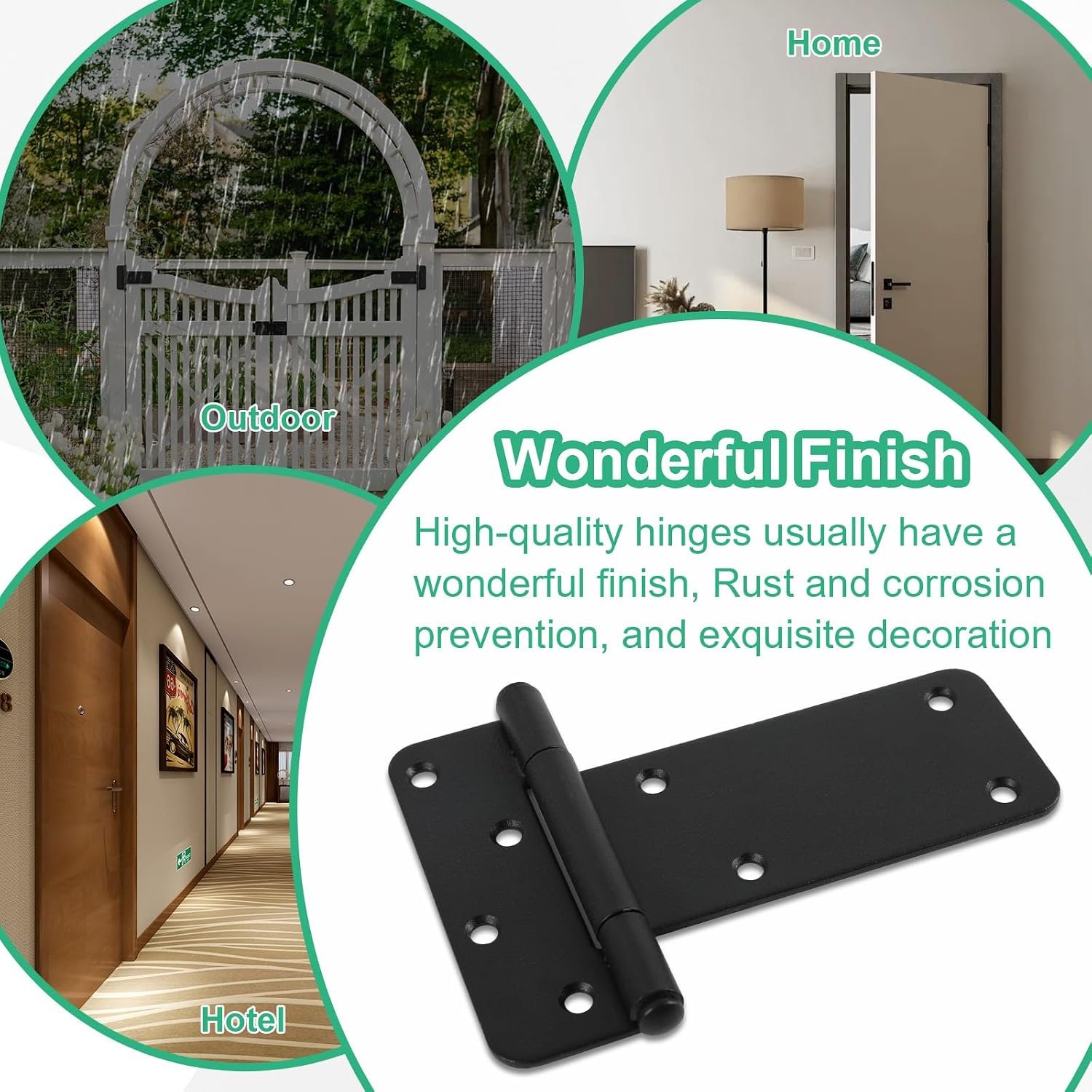 Heavy-Duty Matte Black T-Strap Gate Hinge Series – 5″, 6″ & 8″ - Image 6