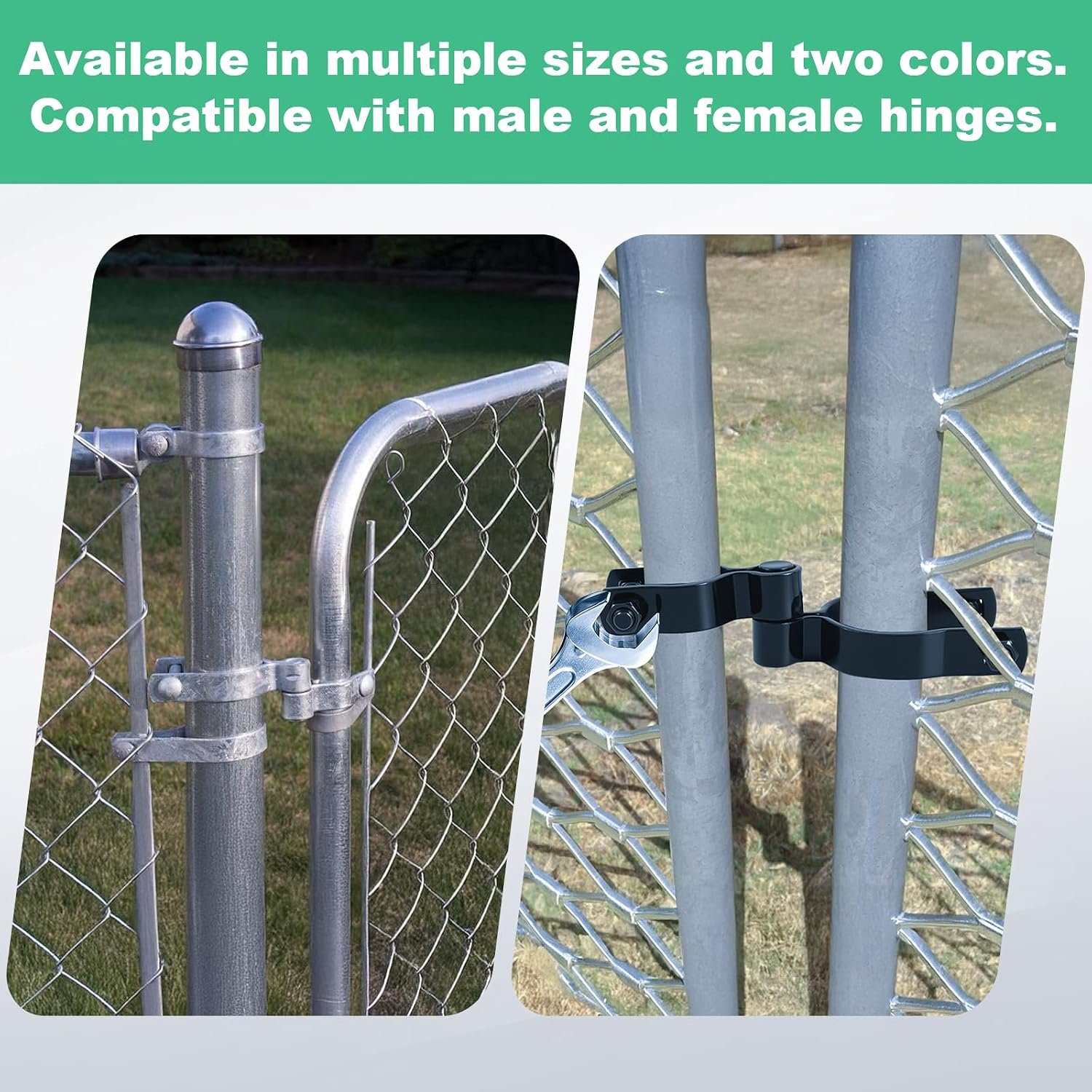 Chain Link Gate Male & Female Hinges – 5 Sizes, Silver or Black - Image 9