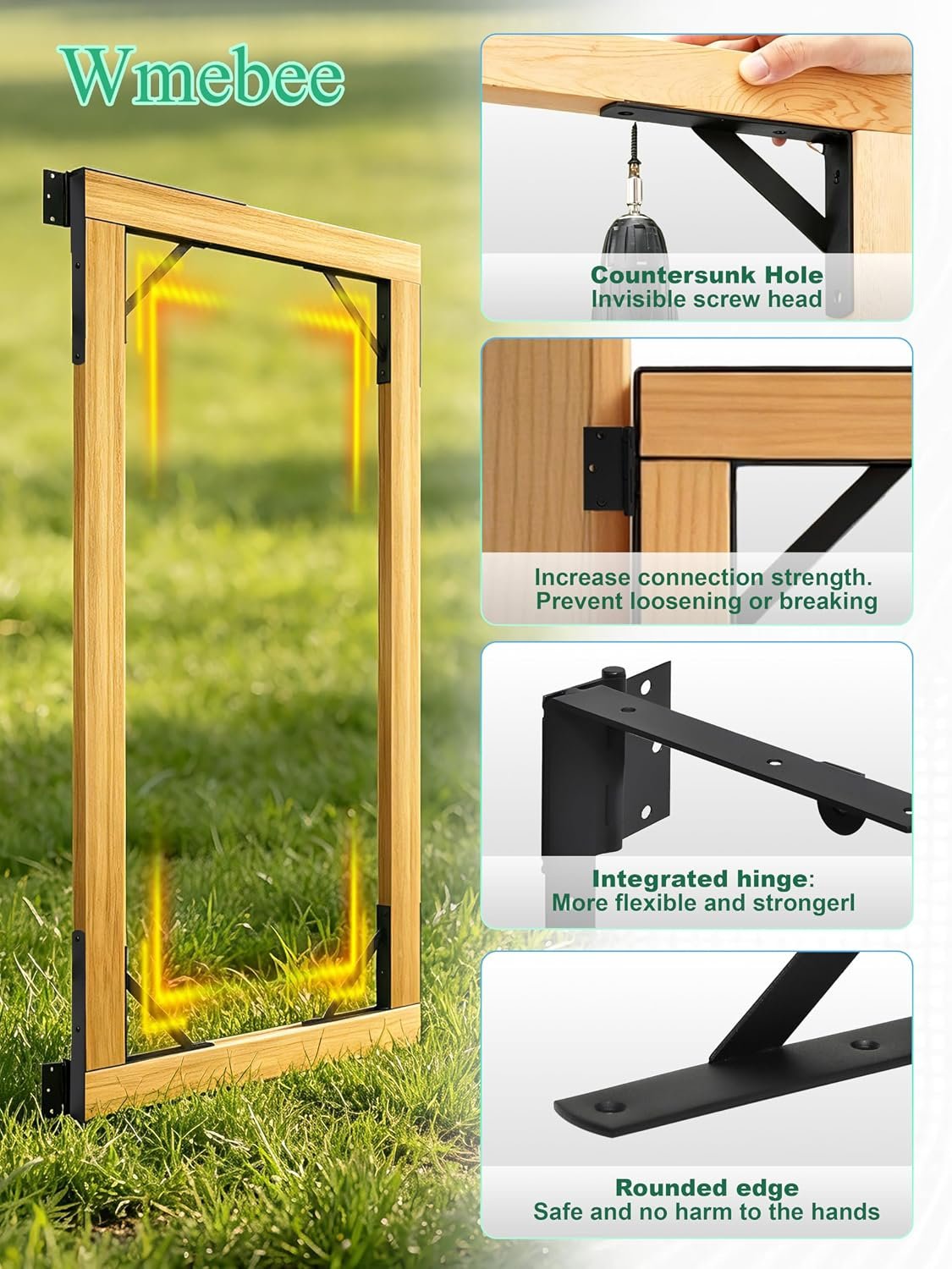 Anti-Sag Wooden Gate Hardware Kit with Hinges & Self-Locking Latch – 1 or 2 Door Sets - Image 6
