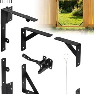 Anti-Sag Wooden Gate Hardware Kit with Hinges & Self-Locking Latch – 1 or 2 Door Sets