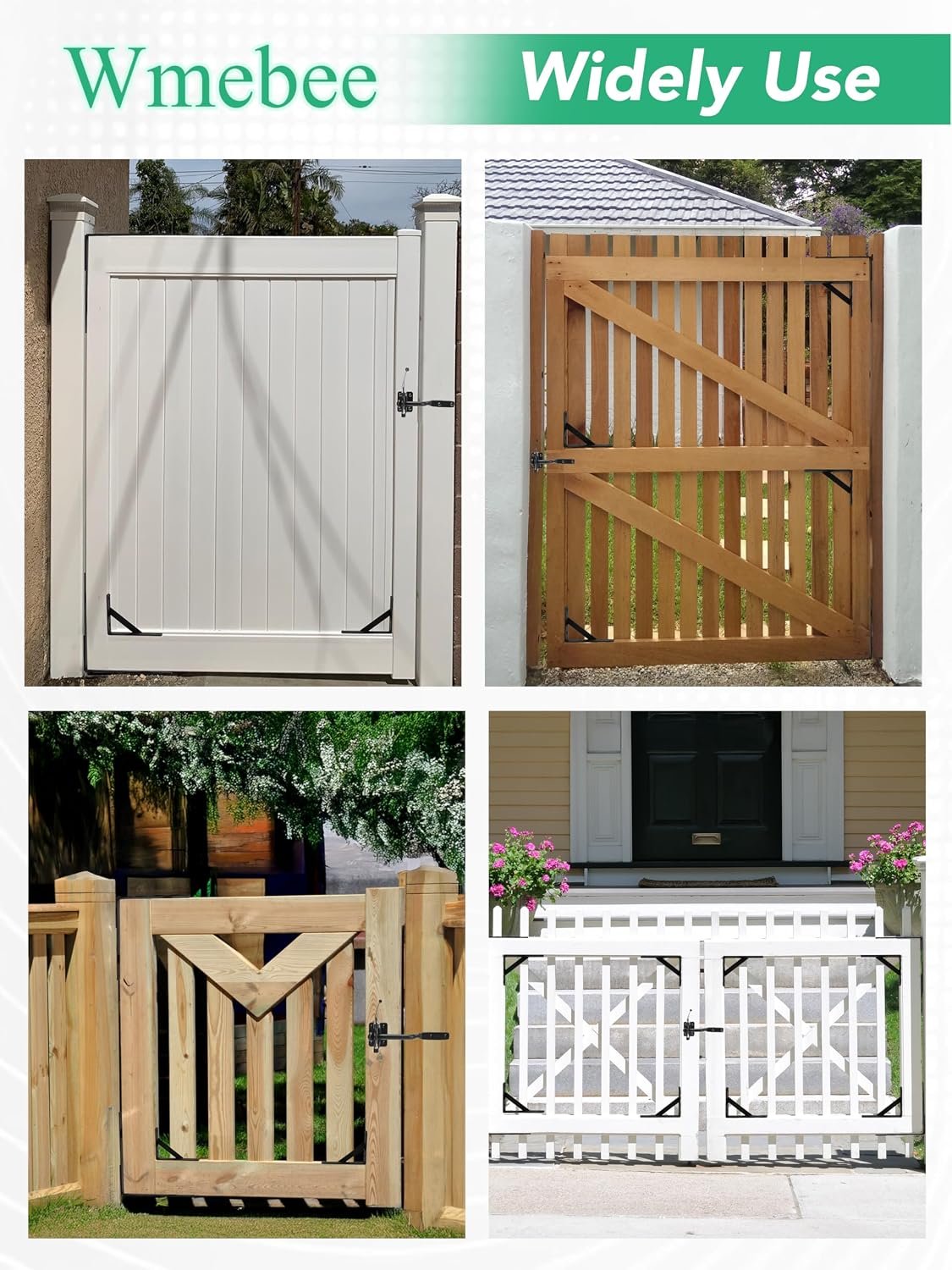 Anti-Sag Wooden Gate Hardware Kit with Hinges & Self-Locking Latch – 1 or 2 Door Sets - Image 5