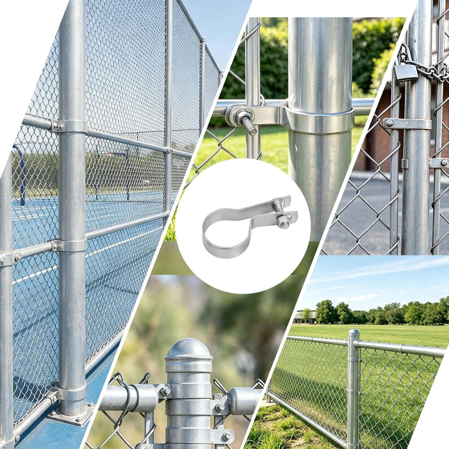 10-Pack Chain Link Fence Tension Bands with Bolts & Nuts – 9 Post Sizes, Silver or Black - Image 5