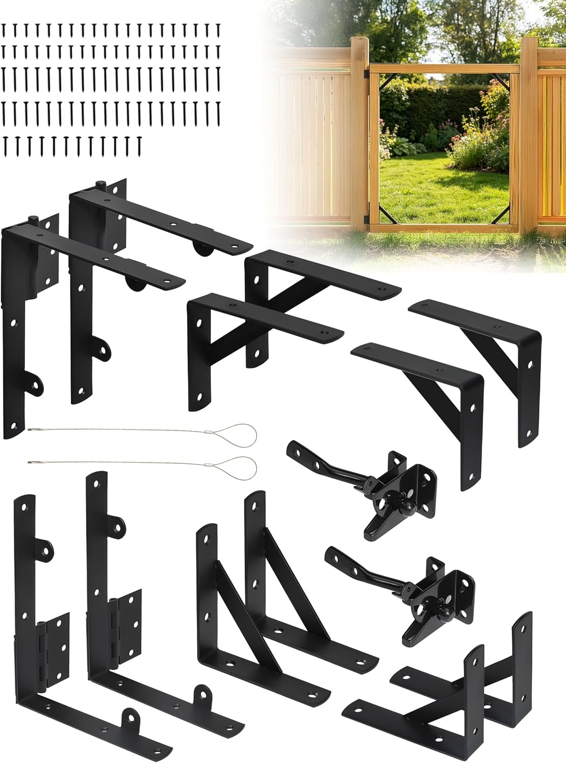 Anti-Sag Wooden Gate Hardware Kit with Hinges & Self-Locking Latch – 1 or 2 Door Sets - Image 7