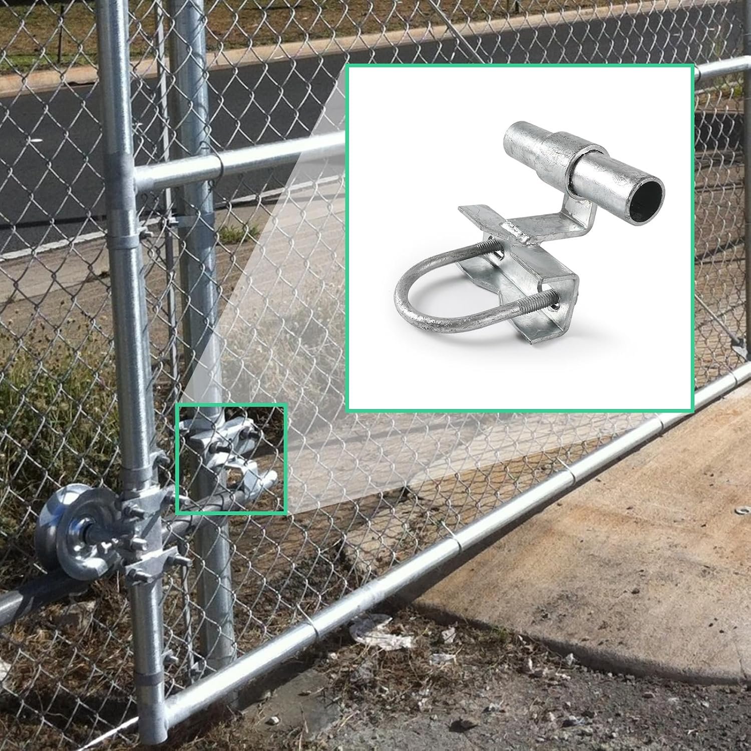 Hot-Dip Galvanized Sliding Gate Pipe Track Brackets for 1-5/8 in Track and 2-3/8 in or 2-7/8 in OD Posts, 6 Pack - Image 5