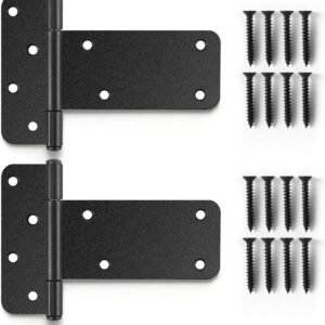Heavy-Duty Matte Black T-Strap Gate Hinge Series – 5″, 6″ & 8″