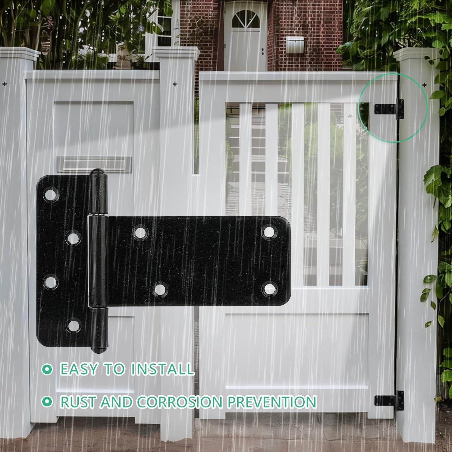 Heavy-Duty Gloss Black T-Strap Gate Hinge Series – 5″ & 8″ - Image 4