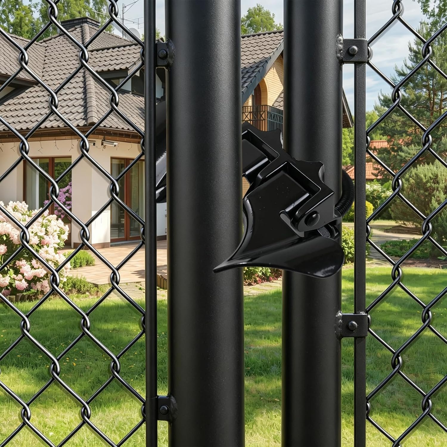 Pipe-Mount Butterfly Gate Latch for Chain Link Gates – 4 Size Combinations, Black or Silver - Image 8