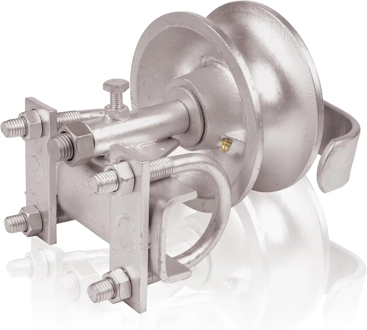 Malleable Iron Gate Rollers | 5″ Wheel, Double U-Bolt Bracket