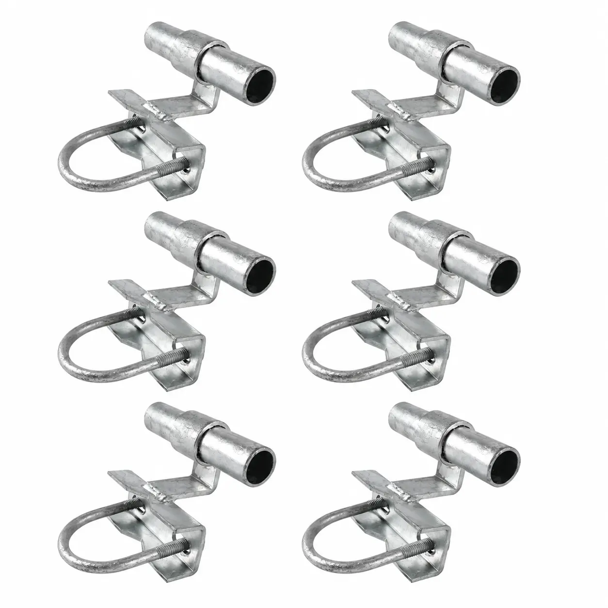 Six hot-dip galvanized sliding gate pipe track bracket assemblies