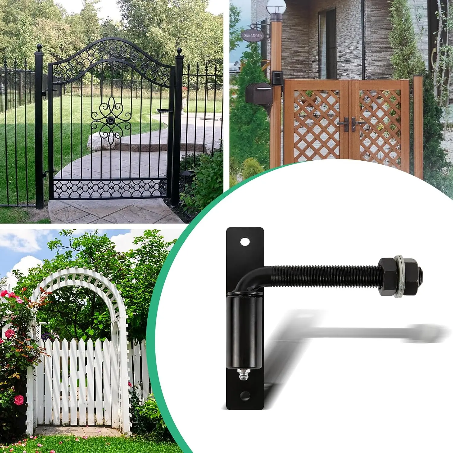 Heavy-Duty Adjustable J-Bolt Gate Hinges, Ball-Bearing, Greaseable, Bolt-On, Black E-Coated - Image 7