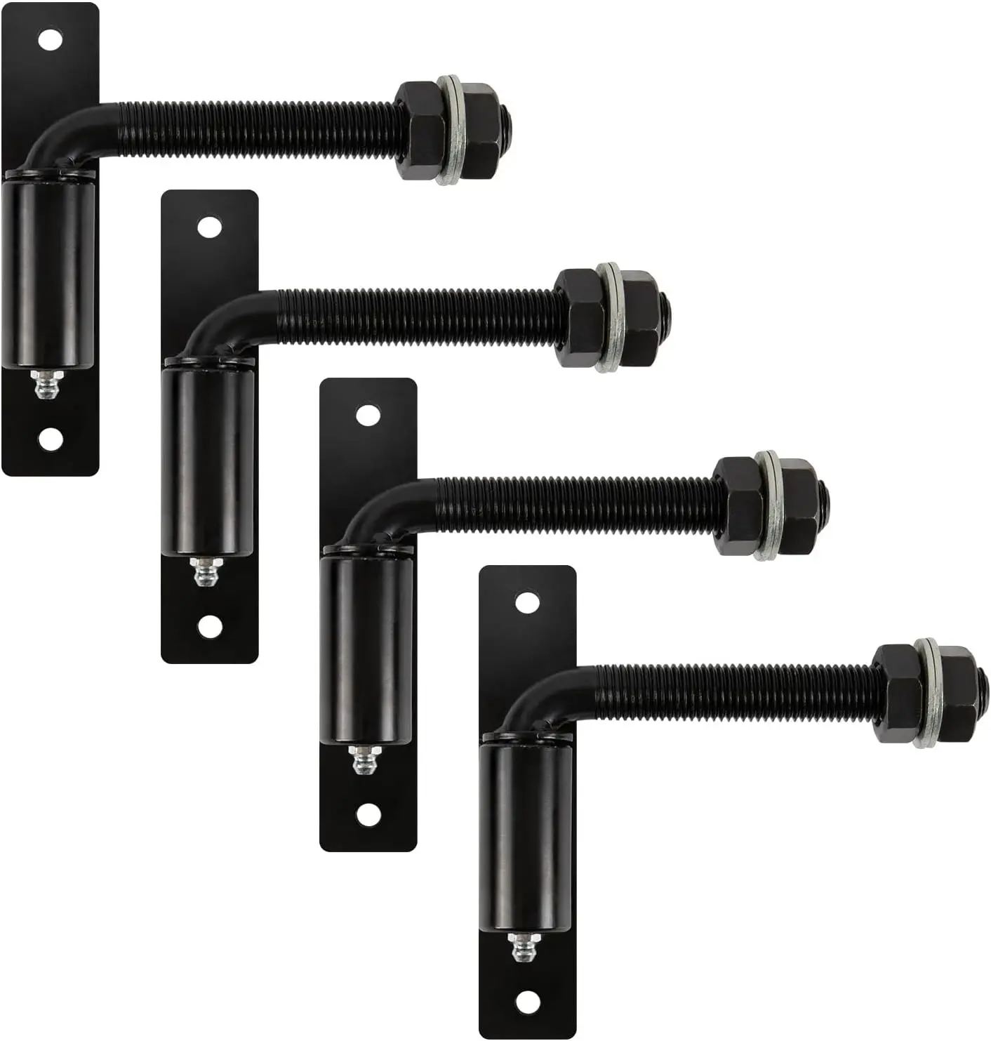 Heavy-Duty Adjustable J-Bolt Gate Hinges, Ball-Bearing, Greaseable, Bolt-On, Black E-Coated - Image 2