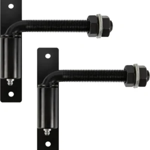 Heavy-Duty Adjustable J-Bolt Gate Hinges, Ball-Bearing, Greaseable, Bolt-On, Black E-Coated